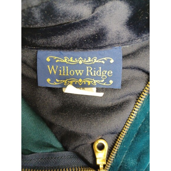 Vtg Willow Ridge Blouse Top Short Sleeve Mock Neck Blue Green Colorblock Sz S - Picture 8 of 8